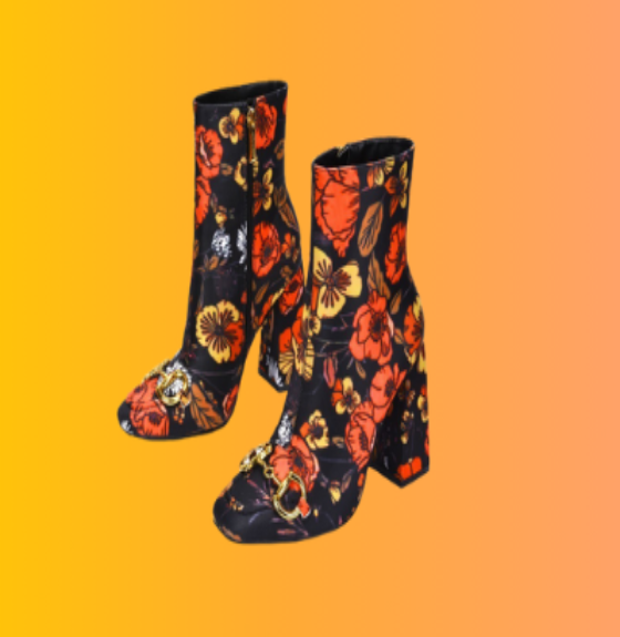 Multi Color Floral Print Boots